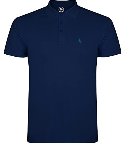 S&C - Polo Uomo Manica Corta 100% Cotone, Tinta Unita, Stile Casual, 3 Bottoni, Design Spagnolo, Tessuto Pique, Regular Fit, Consultare la Taglia, Marino, XXL