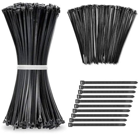 100 Pack Black Cable Ties, Black Cable Ties, Multi-Purpose Plastic Ties, 300mmX7.6mm Self-Locking Large Heavy Duty Nylon Cable Wrap for Home Workshops and Gardens