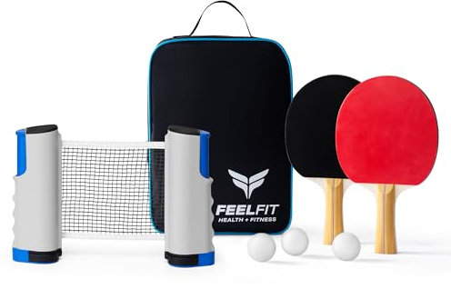 Table Tennis Set,Portable Ping Pong Set,Retractable Table Tennis Net for Any Table,Table Tennis Set with 2 Table Tennis Bats,3 Balls, 1 Portable Bag,1 Extendable Net,Outdoor or Indoor Sports
