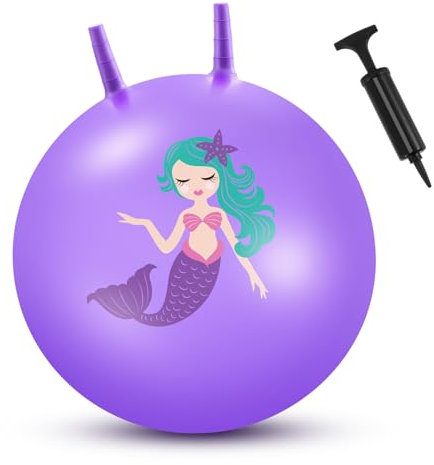 Blulu 60 cm Pelota Saltarina Hinchable para Niños Pelota de Tolva de Rebote con Asa Pelota de Salto Inflable Grande con Bomba para Saltar Jardín Actividades Exterior Juego Ejercicio (Sirena)