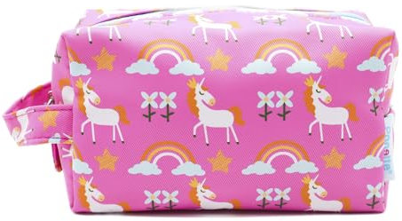 PONETTE Trousse de toilette pour enfants, garçons, filles, adolescents, drôle, trousse de toilette, trousse de toilette de voyage, trousse à crayons de marque espagnole, fuchsia, arc-en-ciel, Trousse