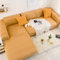 Bishilin Couchbezug Eckcouch 235-300CM, Überzug Sofa 4 Sitzer mit Armlehne Modern Einfarbig Sofabezug Elastisch rutschfest Gelb