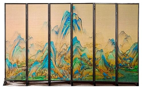 Séparateurs de pièce et écrans de confidentialité pliants, séparateur mural oriental autoportant à 6 panneaux, pour cloison de restaurant, de chambre à coucher, de bureau à domicile (couleur : café pr