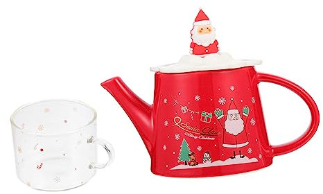 PRETYZOOM 1 Juego De Tetera De Navidad Tetera De Navidad Tetera Pequeña Para El Hogar Taza De Té Con Leche Tetera De Muñeco De Nieve Tetera Personal Taza De Café De Navidad Taza De