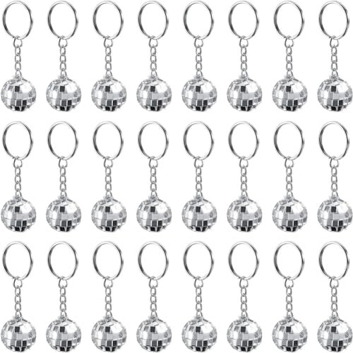 Fegtrtyoa 24er-Pack Mini-Diskokugel-Schlüsselanhänger, Last Disco Bachelorette, Retro-Schlüsselanhänger im 60er- und 70er-Jahre-Stil für Partygeschenke