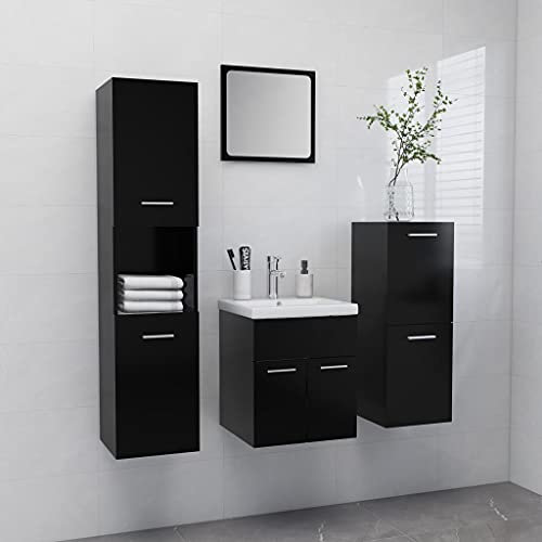 Sufrk Badmöbel-Set BadezimmermöBel Bathroom Furniture Badezimmer MöBel Set BadmöBel Sets Schwarz Holzwerkstoff - 3071082