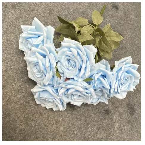 AOEGBY Kunstblume 2PCS 9 Head Artificial Pink Rose Wedding Bridal Bouquet Photography Props Home Garden Decoration Garden Decoration Ornaments Artificial Flowers(Diamond Blue)