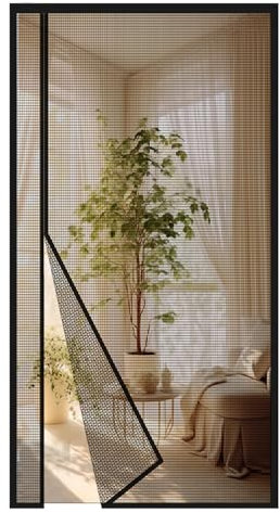 MAGICDOOR Zanzariera Magnetica Vetroresina 90x240cm, Apertura Laterale Zanzariere Magnetiche per Porte Finestre Maglia Fine Magnete Potente Tenda Zanzariera Porta per Soggiorno Patio Cucina-Nero