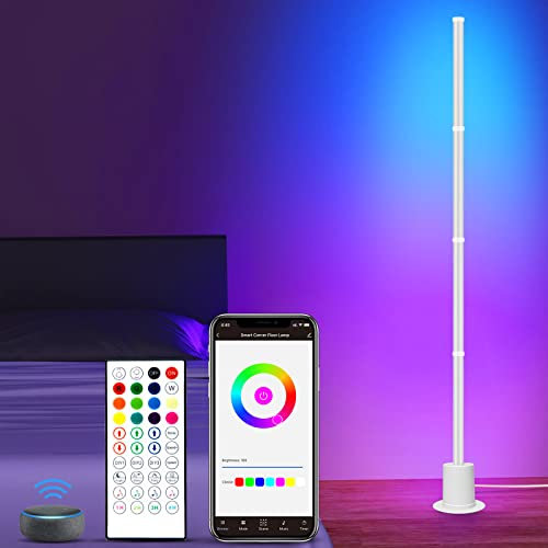 PANACARE Smart Stehlampe, WLAN LED Stehleuchte RGB Arbeitet mit Alexa/Dimmbar/Timing/Music Sync, Ecklampe Lichtsaeule Nachtlicht für Wohnzimmer, Schlafzimmer, Hausdekoration(143cm/56.3inch)
