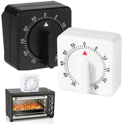 2 Pcs Minuterie de Cuisine Mécanique,60 Minutes/1 Heure Minuteur Mécanique Portable Kitchen Timer Count Down Alarm Reminder pour Cuisine Cuisson Classe Formation Commande de Rotation