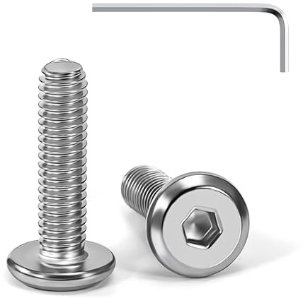 Tunejoy Viti a Testa Piatta M4 x 16 mm Vite a Testa Esagonale Bulloni in Acciaio Inox A2 V2A Bulloni per Mobili con Chiavi a Esagono Filettatura Completa 20 Pezzi