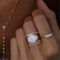 Antiker Ring aus 14 Karat Roségold/Silber mit unregelmäßigem natürlichem Mondstein, Größe 5–10, neues Geschenk, 10 Roségold