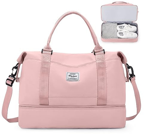 Sac de Voyage pour Femme,Cabine Avion Easyjet Bagage à Main Léger,Sac fourre-Tout de Sport Imperméable pour Week-End avec Compartiment à Chaussures pour Travel Gym Danse,G3-Rose
