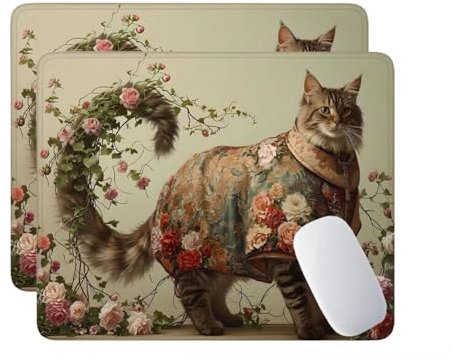 Mauspad, 2 Pack Mousepad 240x200x3 mm, Wasserdichte Gaming Mauspad Mausmatte mit vernähte Kanten, rutschfeste Gummiunterseite, Glatte Oberflächen, Geeignet für Computer, Laptop und PC (Noble Cat) E297
