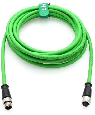 HangTon Cable Ethernet M12 para automatización de control industrial IO Link Fieldbus NMEA2000 Sensor Network CAN Bus, A-Code 5 pines macho a hembra de 5 pinos, CAT6, blindado, impermeable,