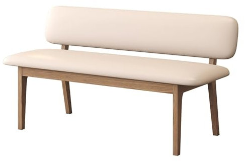 ZXTRYBHD Sitzbank mit Lehne aus Holz mit PU-Leder, Küchenbank im Landhausstil, Eingangsbank mit Rückenlehne, für Küche, Teestube, Balkon(110cm/43.3in)