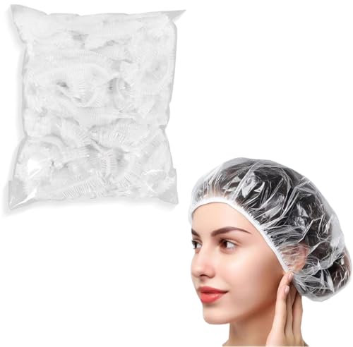 Confezione da 100 Pezzi Cuffia Doccia Monouso Trasparente 50cm, Cuffia per Doccia per Salon e Spa, Cuffie Doccia Protettive per Treccine