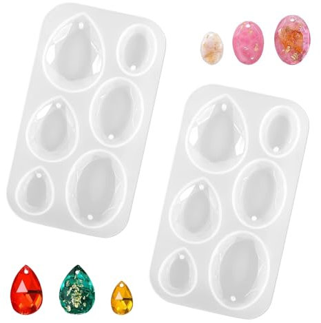 YOUDALIS Lot de 2 Moules à Bijoux en Résine Époxy Moule Silicone Bijoux en Forme de Goutte Moules en Résine Époxy pour Bijoux pour Collier, Pendentif et Boucles d'oreilles