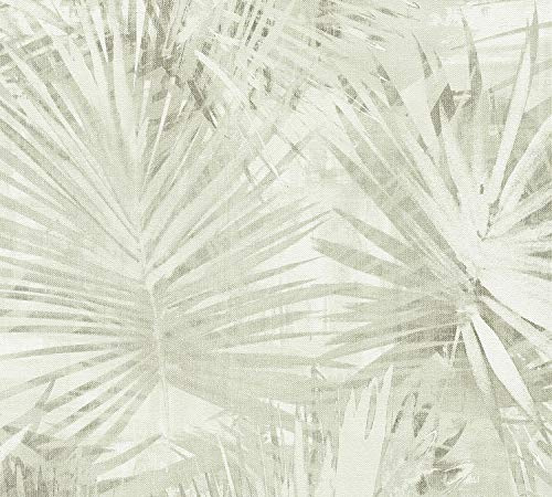Livingwalls Vliestapete Hygge Tapete im Palmenprint in Dschungel Optik 10,05 m x 0,53 m creme grün Made in Germany 363854 36385-4 (Packung mit 6)