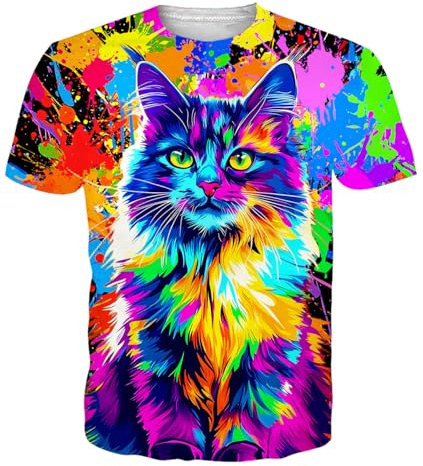 Fanient T-Shirt 3D Motif imprimé Manches Courtes Sportswear T-Shirt Homme | Impression 3D fantaisie, T-shirts cool, col rond, manches courtes, style urbain, doux, respirant, pour femmes adultes, été