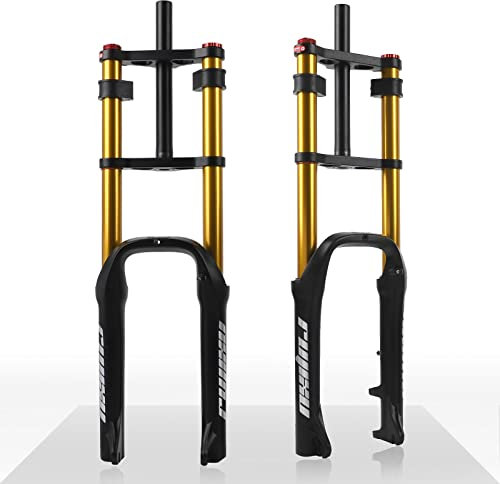 Forcella Fat Bike da 20 pollici, forcella ammortizzata, escursione 110 mm, forcella ad aria, forcella anteriore dritta a doppia spalla da 28,6 mm, rimbalzo regolabile per pneumatici da 4,0, bici el