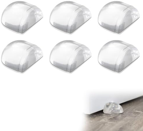 6 topes de puerta transparentes, protección eficaz para paredes y muebles, paradas de puertas, tope de puerta para suelo, tope de puerta adhesivo, compatible con todo tipo de suelos duros.