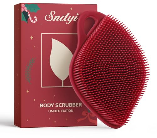 Sndyi Brosse Corporelle en Silicone, Brosse Exfoliante Douce pour la Peau Sensible, Brosse de Douche en Forme de Feuille pour le Corps avec Poils Moussants, Brosse Corporelle en Loofah en Silicone