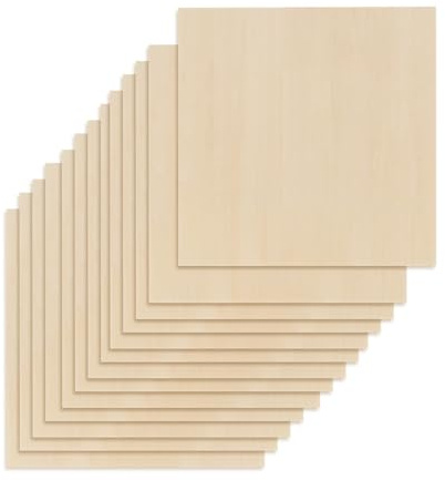 OMTech 12er-Pack Lindenholzplatten, 300x300 mm Sperrholzplatten für Laserschneiden und Gravieren, 1,5mm Sperrholz-Lasercutter-Rohlinge Verbrauchsmaterial für Heimwerker-Workshop DIY Bastelprojekte