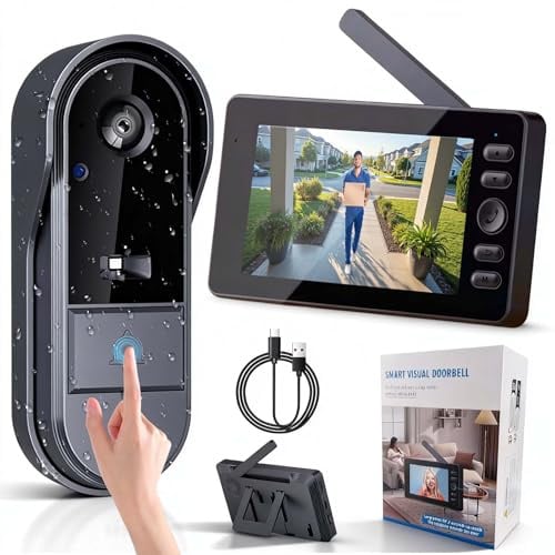 LZHIOs Video Doorbell Camera Wireless with 4.3 Inch IPS Display, 1080P HD Video Doorbell Wireless No Monthly Fee, Two Way Audio, Night Vision, IP65 Waterproof Smart Doorbell Camera for Home