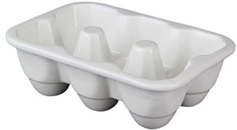 NUSITOU Boîte à Œufs en Céramique 6 Compartiments Blanc, Rangement Compact pour Réfrigérateur, Plateau Antichoc Cuisine et Pâtisserie