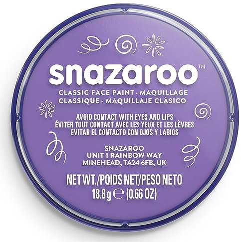 Snazaroo 1118877 Schminkfarbe - Flieder, 18ml Topf - hautfreundliche Gesichtschminke auf Wasserbasis, wasservermalbar, parabenfrei, Face & Bodypaint Farbe für Kinder & Erwachsene