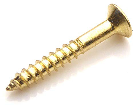 10x Guitar bridge or tremolo fixing screws countersunk head in gold 3.5mm x 25mm
