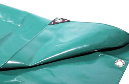 Bâche de Protection Verte en PVC avec œillets 4 x 6 (24m²), 650 g/m², résiste aux UV, imperméable, indéchirable, pour camions ou Industrie
