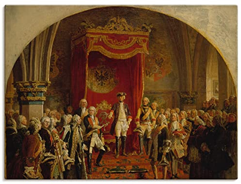 ARTLAND Wanddeko Leinwand Bilder Wandbild 120x90 cm Preußen König Die schlesischen Stände huldigen Friedrich dem Großen in Breslau 1741 Symbolismus Wilhelm Camphausen R2BP