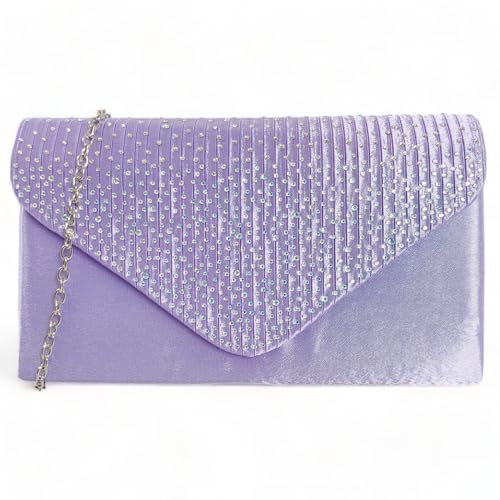 fi9® LADIES DIAMANTE BLING PARTY PROM BRIDAL EVENING CLUTCH HAND BAG PURSE HANDBAG (Lilac)