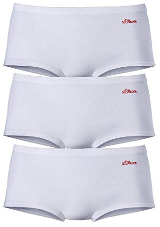 s.Oliver Damen Bodywear Panty (3 Stück) | seitlichem Logodruck, Roter Akzent seitlich, Großzügige Beinausschnitte, Bequemer Sitz, Nahtloses Tragegefühl