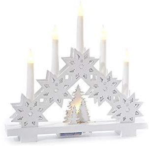 HEITMANN DECO LED-Lichterbogen aus Holz - Stimmungsleuchter - Schwibbogen - beleuchtete Weihnachtsdeko - weiß - für innen, Maße ca. 38 x 30 cm