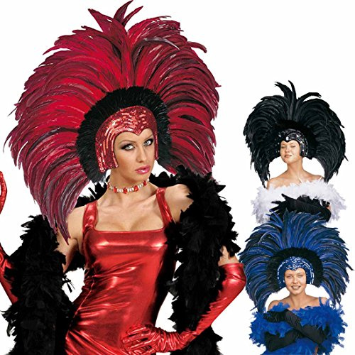 Amakando Brasilianischer Federkopfschmuck Showgirl Federschmuck rot Karibischer Kopfschmuck Samba Federkrone Rio Kopfbedeckung Feather Headdress Brasilien Kostüm Accessoire