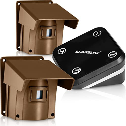 Guardline Smart Home Security Systems – Weatherproof, Wireless Driveway Alarm System w/Receiver and 2 Sensors for Property Protection