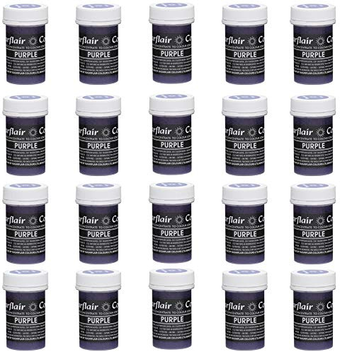 Sugarflair Purple Pastel Food Colouring Paste, Highly Concentrated for Use with Sugar Pastes, Buttercream, Royal Icing or Cake Mix, Subtle Colour Dye - 25g (Pack of 20)