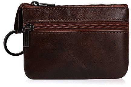 Hibate Dunkelbraun Leder Schlüsseletui Schlüsseltasche Klein für Herren Damen
