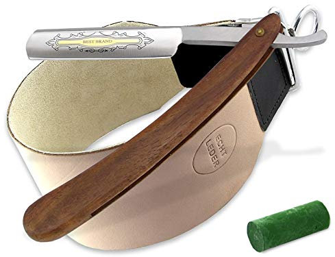Rasiermesser SET für Männer mit EXTRA BREITEM Abziehleder Streichmriemen Rasiermesser und Paste aus Solingen Ideal als Geschenkidee