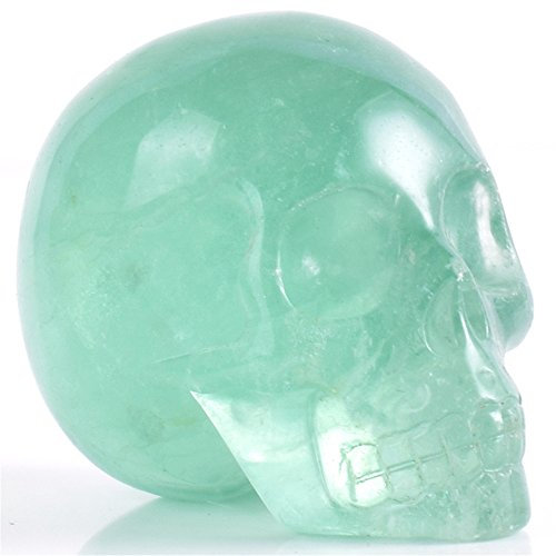 AITELEI 2 Natur Hand Geschnitzte Edelstein Skull Statue, Heilung Crystal Stone menschlichen Reiki Skull Figur Statue Skulpturen (Grüner Fluorit)