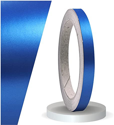 siviwonder Zierstreifen blau metallic matt in 9 mm Breite und 10 m Länge für Auto Boot Jetski Modellbau Klebeband Aufkleber Folie Dekorstreifen Seitenstreifen Klebestreifen DIY Basteln selbstklebend