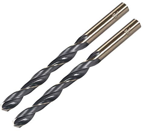 sourcing map 2pcs Straight Shank Twist Drill Bits 9mm Gold Titanium & Black Nitride Coated High Speed Steel (HSS) 4341 with 9mm Shank for Stainless Steel Alloy Metal Plastic Wood