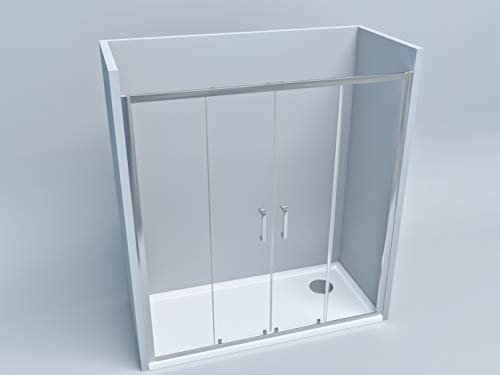Box doccia porta scorrevole a nicchia apertura centrale 4 ante cristallo trasparente 6 mm altezza 195 cm 130 140 150 160 170 180 190 (130 (126-131) cm)