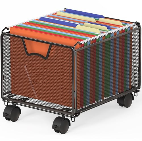 Simple Houseware Stapelbarer Hängemappen-Organizer aus Netzstoff mit Rollen, Schwarz