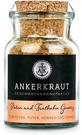 Ankerkraut Puten und Truthahn, Würze Tradition Essen zu Thanksgiving Weihnachten , Für Geflügel im Backofen, Erntedankfest, 75 g im Korkenglas