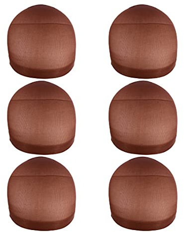 6 Stück Haarnetz Nylon Wig Caps Perückenkappe Set Elastische Atmungsaktive Haarnetz für Perücken (Dunkelbraune)