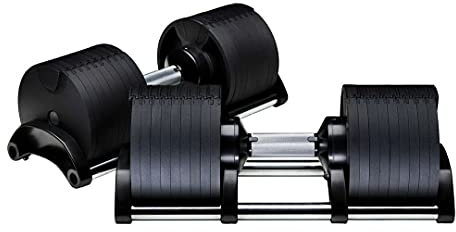 2x 32KG Adjustable Dumbbells Pair Solid Steel SilverBack Weight Set Affordable Dumbells Adjustable Weights Space Saver Dumbbells for Home 64KG (32KGx2)